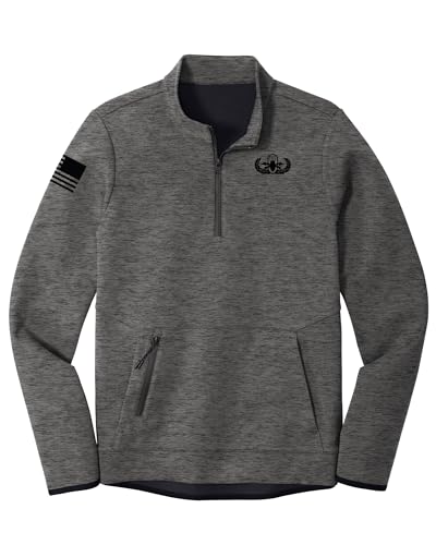 Unisex US Navy Explosive Ordnance Disposal (EOD) Sailors Quarter Zip Pullover, Gray Color - Lightweight Zip Up Sweatshirt - Main Image