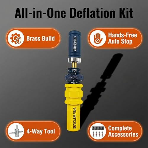 Image of SUVCARMPING Adjustable Auto-Stop Tire Deflator Valve Kit (10-30 PSI) 4 PCS Screw-on Tyre Air Down Tool for Offroad 4x4,(MS-TD03)