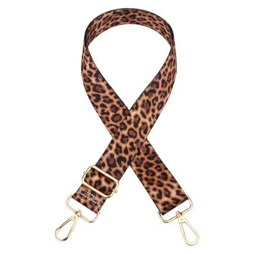 Image of Leopard Print Bag Strap 3.8cm Wide Adjustable 80-140cm Replacement Crossbody Purse Strap for Women Handbag Accessory