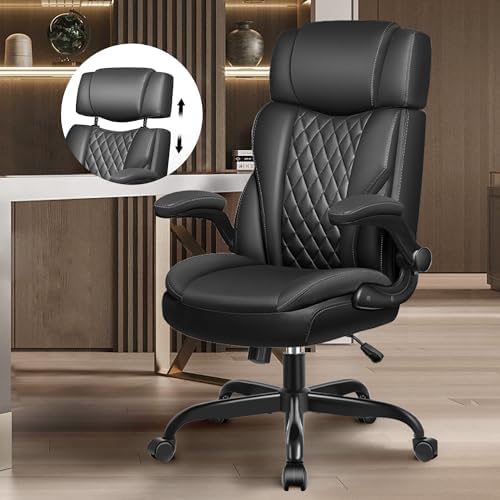 Amazon.com: COSTWAY Executive Office Chair, Ergonomic PU Leather Desk ...