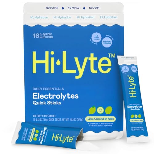 Image of Hi-Lyte Hydration Packets - Lime Cucumber Mint - Sodium, Potassium, Magnesium, Vitamins - Electrolytes Powder Packets for Fasting - No Sugar, No Carbs
