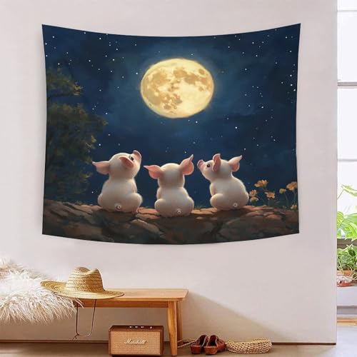 Couverture murale cochon 3D poster tissu tapisserie chambre et dortoir