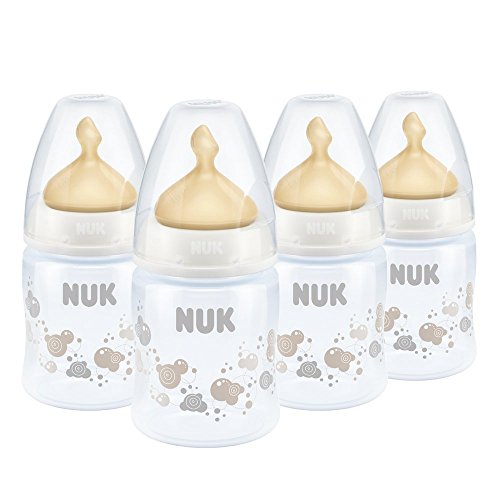 NUK First Choice Flasche Latex Sauger (Größe 1, 0 bis 6 m, 150 ml, 4 Stück)