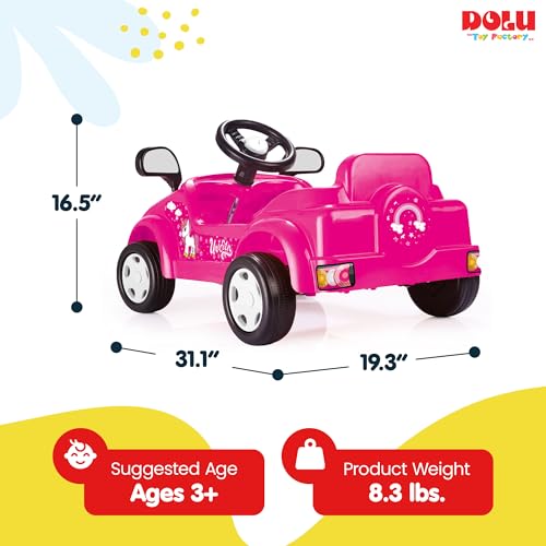 DOLU Pedal-Powered Unicorn Ride-On Car, Magical Kids Toy Vehicle with Built-in Horn, Indoor/Outdoor Riding Fun for Toddlers Ages 3+ Years