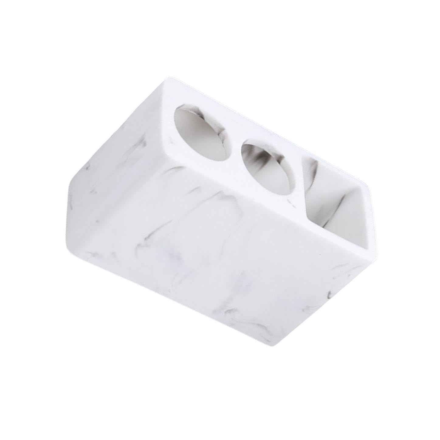 CYDZSRA Compact Marble Toothpaste Stand And Toothbrush Holder Ensemble To Save Space While Adding Elegance Simple And Elegant.there Are Drain Holes At Bottom, white, 14x6.1x9cm
