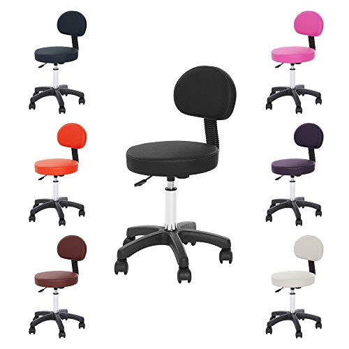 H-ROOT Sgabello Girevole Sedia per lettino de Messagio Terapia di Bellezza Sgabello da gas con Riparo Posteriore Rimovibile Sgabello da Gas Tatuaggio ad Altezza Regolabile