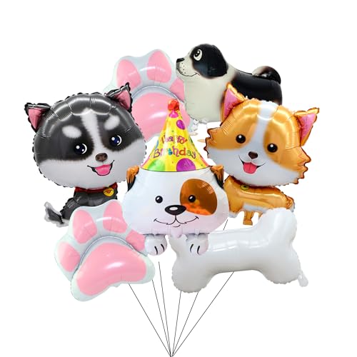 Dog Balloons, 7 Pcs Dog Birthday Balloons Decorations Set - Puppy Balloons, Paw Bone Balloon for Puppy Birthday Decorations