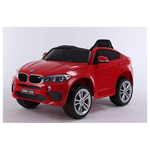 Elbil för barn BMW X6M NYHET - Enkelsäte, röd, originallicensierad, batteridriven, öppningsdörrar, lädersits, 2x motor, 12 V batteri, 2,4 GHz fjärrkontroll, mjuka EVA-hjul, mjuk start