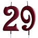 Red 29th Birthday Candle, Number 29 Years Old Candles Cake Topper, Woman Or Man Party Decorations, Supplies