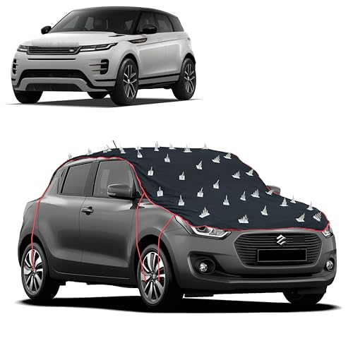 Image of Dog Protection Spike Car Cover for Land Rover Evoque Bonnet to Roof Easy Installation with 4 Elastic Hook Strap | Anti-Scratch Soft Cotton Inner | Complete Protection from Street Dogs & Monkeys