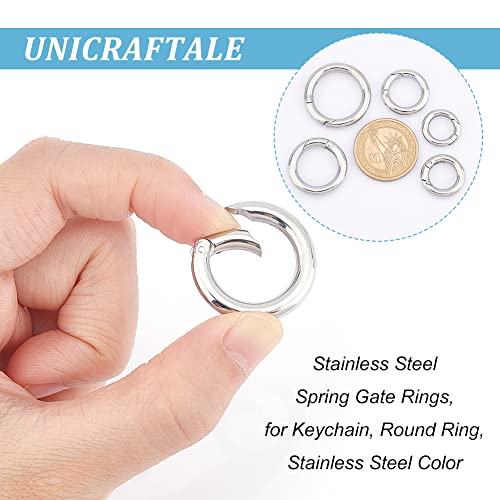 UNICRAFTALE 5Pcs Spring Gate Rings Stainless Steel Snap Clasps 10~20mm Inner Ion Plating(IP) Round Clips Snap Hooks Spring Keyring Buckle Clasps for Bag Purse Shoulder Strap Key Chains - Image 3