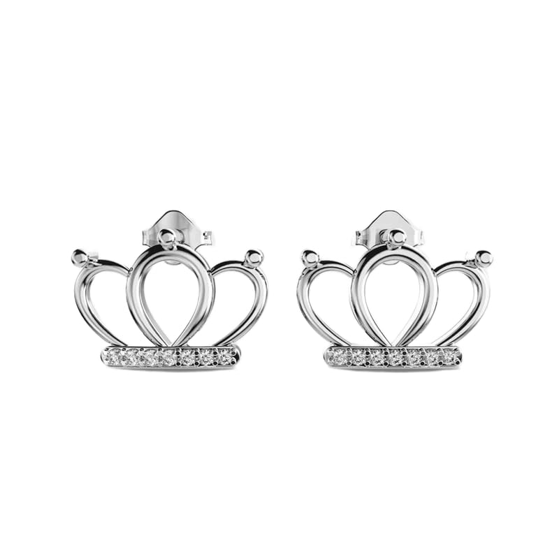 Clous d'oreilles couronne enfant argent 925 pour briller à l'école et en fête