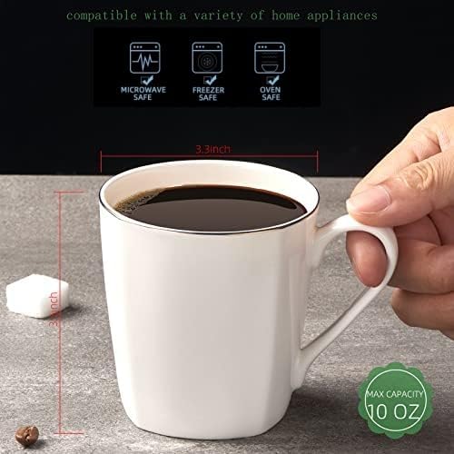 Miniatura 4 de Juego de 2 tazas de café de porcelana fina, tazas de café blanco de 10 onzas, tazas de té ligeras, taza de café de porcelana, taza de cerámica con