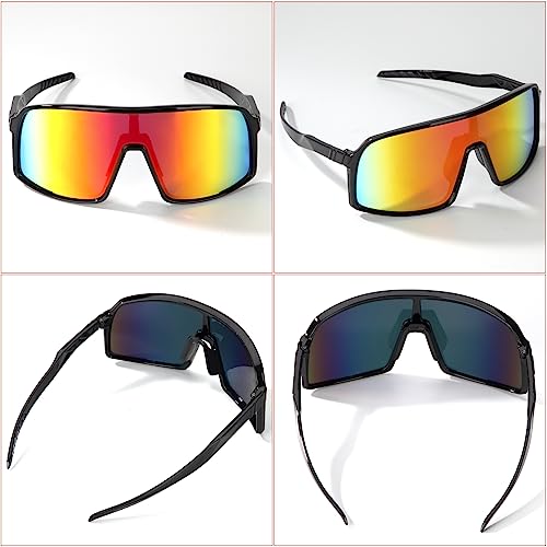 Heveer Cycling Glasses Sunglasses UV400 Protection Polarized Cycling Sunglasses for Riding Skiing Running Outdoor Sports (Red) - Image 3
