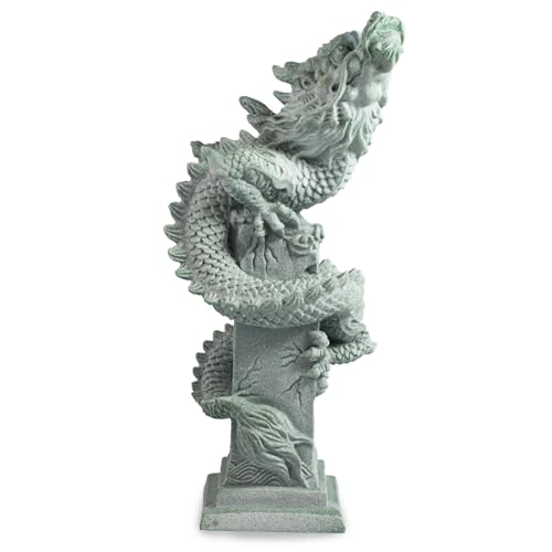 1st Heaven Chinese Dragon Statue, Chinese Loong Sculpture Decor, Fish Tank Aquarium Decorations, Home Office Tabletop Decor for Wealth Success Good Luck (Large-Sized, Style A)