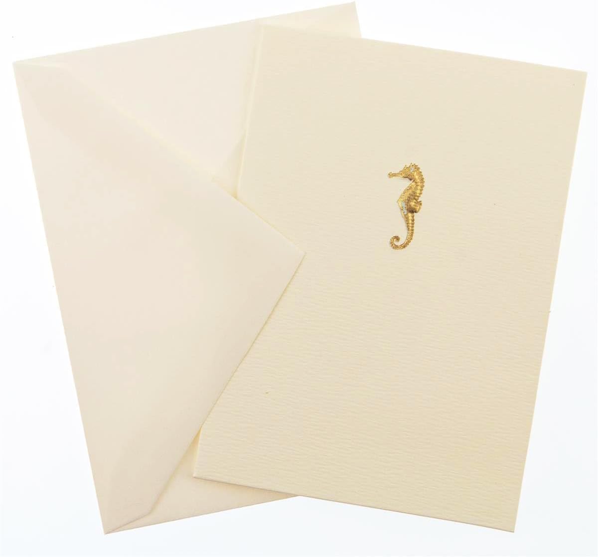 Graphique Seahorse La Petite Presse Boxed Notecards - 10 Embossed and Embellished Gold Foil Seahorse Blank Cards with Matching Envelopes, 3.25"" x 4.75""" (L1329CB) - Image 2