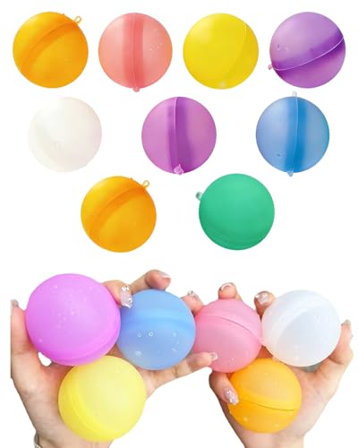 CATZUM 9 Piezas Globos de Agua Reutilizables de Silicona con, Rellenado Rápido para Niños y Adultos, Juguetes de Agua para Exterior (Piscina, Playa, Jardín)