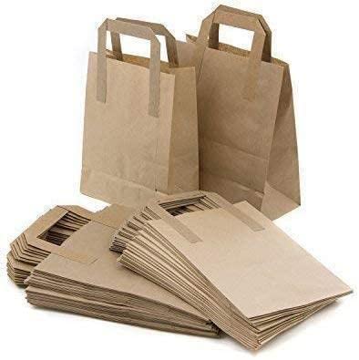 Sac en papier kraft marron lot de 100 solutions contre déchirure pour plat à emporter repas