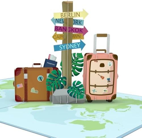 MOKIO® Tarjeta Pop-Up 3D – Viaje – Tarjeta de felicitación