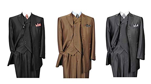 Herring Bone Stripe High Fashion Suit with Vest & Pants 52644