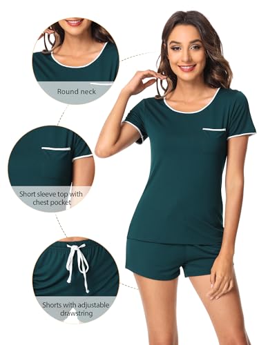 Image of WiWi Viscose from Bamboo Pajamas Set for Women Super Soft Short Sleeve Cooling Summer Plus Size Pjs Sets Sleepwear S-4X