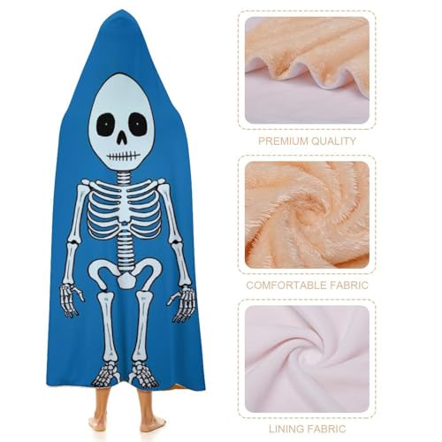 Couverture à capuche bleue originale avec squelette imprimé à offrir