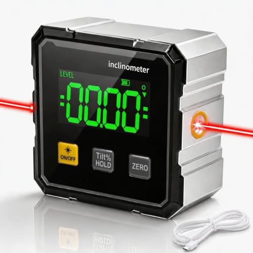 Digital Angle Finder Magnetic with 4-Side Base & Dual Laser(Class II,
