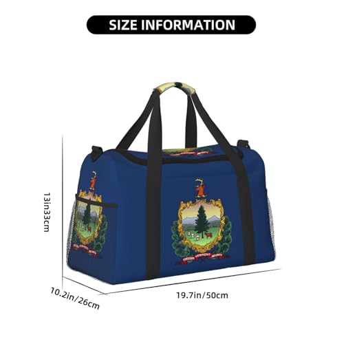 Vermont State Flag print Travel Duffle Bag Gym Bag for Women,Puffer Tote Bag,Weekender Overnight Bag Organizer4