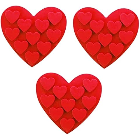 Accfore 3 Pieces Heart Silicone Molds,Heart Shape Molds Non Stick Chocolate Candy Molds Baking Molds for Valentine's Day Chocolate,Fondant,Pudding,Cake,Candy,Cookie,Ice Cube,Soap Making (3 Pack) Cover