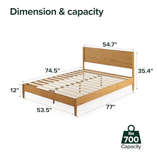 Image of Zinus Allen Mid Century Wood Platform Bed Frame, Solid Wood Foundation, Wood Slat Support, No Box Spring Needed, Easy Assembly, Full