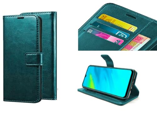 Image of Dkandy for Oneplus 11R 5G, Vintage Series Faux Leather Flip Wallet Case Stand with Card Holder & Magnetic Closure Flip Cover for Oneplus 11R 5G - Dark Green