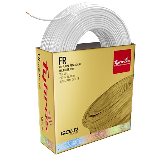 Image of Fybros PVC Insulated 1.5 Sq Mm Wire| Multistrands Flame Retardant White Copper Wires & Cables| Cables For wiring | 1.5 Sq Mm White wire 90 meter| Industrial Wire Cable| Electrical Wire