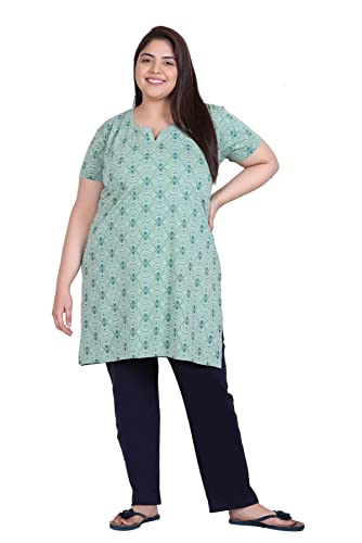 Image of In Love Women's Cotton Plus Size Longline T-Shirt Half Sleeve with Pockets | Cotton fabric - soft longline T-shirt with easy plus-size fit