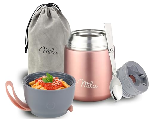 Milu® Thermobehälter für Essen I 450ml I Edelstahl Warmhaltebehälter...