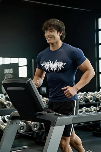 Image of Men Polyster Lycra Printed Half Sleeves Compression T-Shirt for Gym
