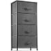 4 Drawer Dresser Organizer Tall Fabric Storage Tower for Bedroom, Hallway, Entryway, Closets, Nurseries. Furniture Storage Chest Sturdy Steel Frame, Wood Top, Easy Pull Handle Textured Print Drawers
