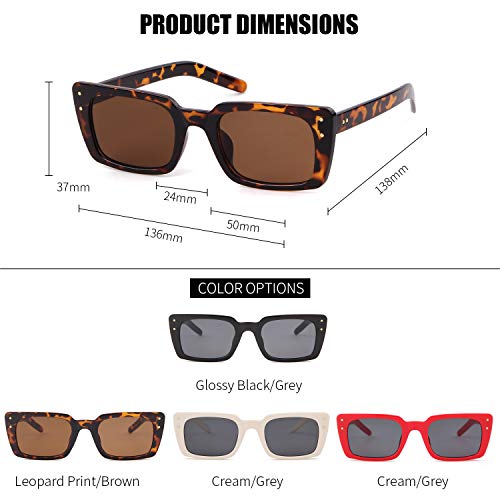 GIFIORE Retro Square Sunglasses Women 90s Vintage Small Plastic Tortoise Shell Frame Glasses with Rivet4