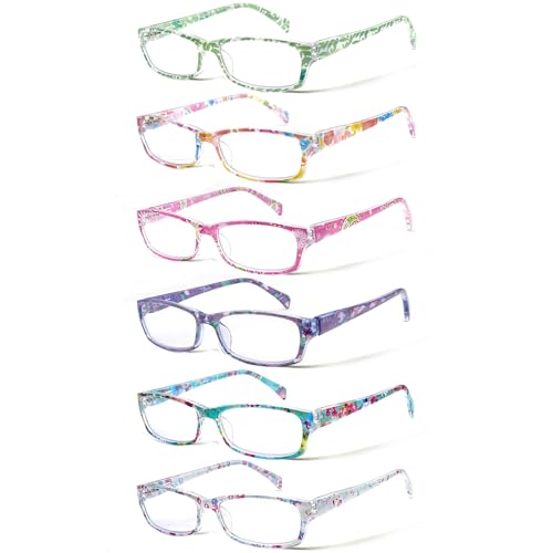 Image of Henotin 6-Pack Reading Glasses Blue Light Blocking Anti Eyestrain Computer Reading Glasses for Women and Men Readers (Mix Color-D, 2.50, Diopters)