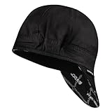 ARCCAPTAIN Reversible Welding Cap with Elastic Retractable Band, 8 Panel Protective Welders Cap, 10 oz Fireproof Cotton Comforts for Safety and Protection While Welding to Men Women, 7 1/8, Black