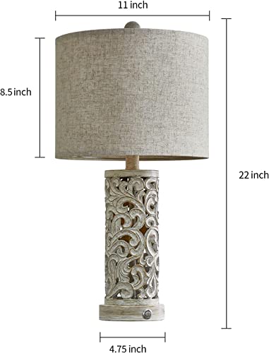 Oyears 3-Way Dimmable 22'' Table Lamp Set Of 2 For Living Room Bedroom Farmhouse Vintage Retro Bedside Lamps Touch Control With Usb Ports Linen Shade For Home Office(2 Bulbs Included) #TOP1
