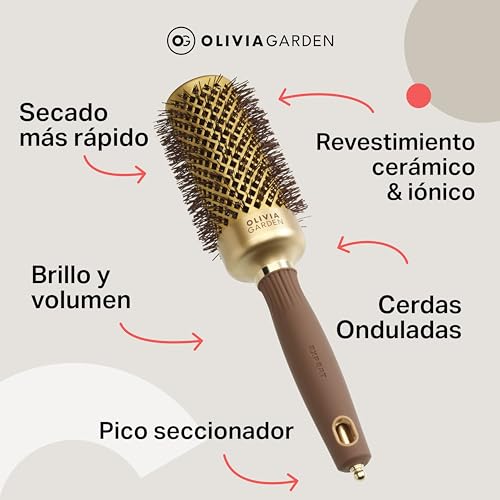 Cepillo redondo de cerámica Olivia Garden Expert Blowout Shine para secado 7