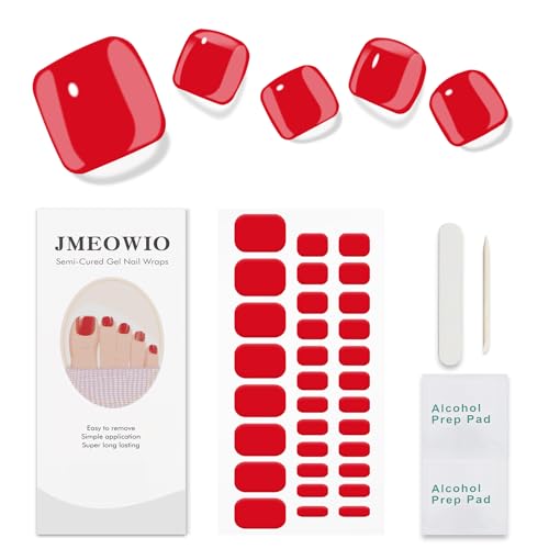 JMEOWIO Unghie Piedi Gel Adesive UV Rosso Smalto Adesivo Unghie Piedi Gel Nail Stickers Decorazioni Unghie Nail Art Disegni