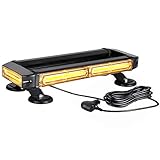 WOWTOU Roof Top Safety Amber Strobe Warning Beacon Light Bar for Trucks Snow Plows Construction Vehicles Cars SUV, 12V 24V Strong Magnetic COB LED Emergency Flashing Lights