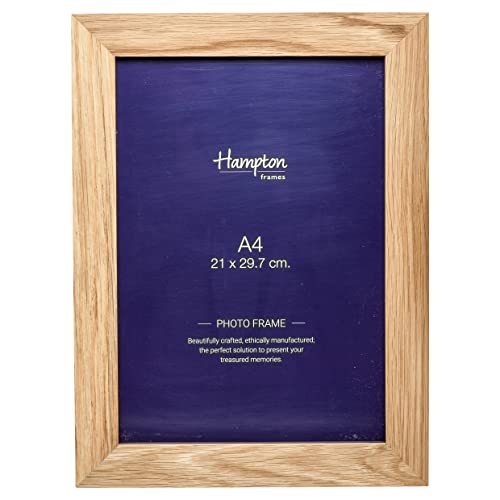 Image of Hampton Frames | Picture Frame NEW ENGLAND A4, 21x29.7cm, Natural Oak, Acrylic Front | Drop-In Back, Swivel Clips, Freestanding or Wall Mount | Display Photos, Posters, Documents