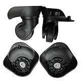 1/2 par de Ruedas for Equipaje, giratorias, silenciosas for, Accesorios for carritos, reemplazo for(2 Pairs Black)