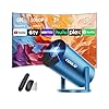 Mini Proyector Vídeo Corrección Trapezoidal Automática, 270° Giratorio TV Stick/USB/PS5/Laptop, Con Ratón,Azul