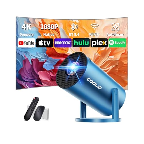 [App Integrada] Mini Proyector Soporte 4K 1080P con 5G WiFi 6 y Bluetooth 5.4 2026 Upgraded Proyector Portátil con Corrección Trapezoidal Automática 270° Giratorio TV Stick/USB/PS5/Con Ratón,Azul