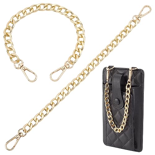 PH PandaHall 2pcs 12 Inch Golden Purse Chain, Purse Strap Flat 0.5 inch Wide Wallet Chain Handbag Replacement Strap with Buckles Gold Chain for Purse Handbags Clutches Crossbody Bags Pants