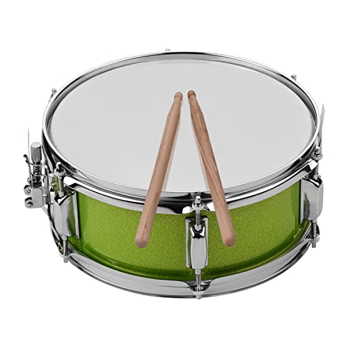 Btuty 12 Inch Snare Drum Head with Drumsticks Shoulder Strap Drum Key for Student Band (Green)