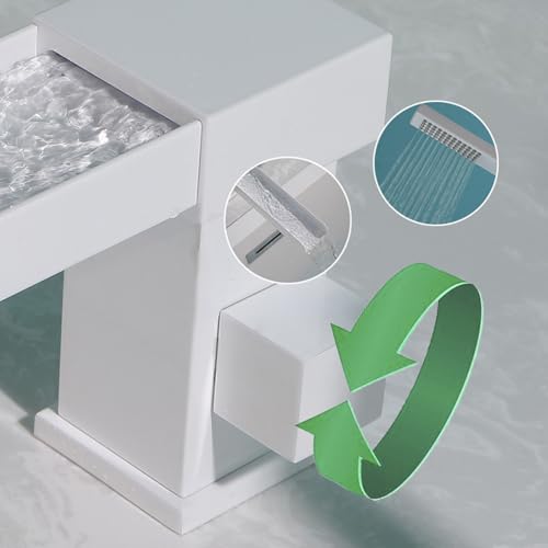 Robinet de bain 3 trous à double sortie d'eau et bec orientable pour douche de salle de bain - 4